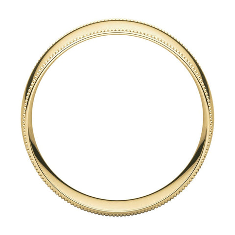 14k Yellow Gold 8mm Light Comfort Fit Milgrain Band , Size 12