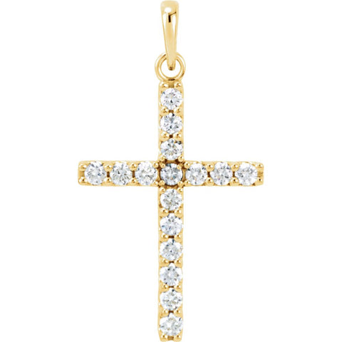 14k Yellow Gold .50 CTW Diamond Cross Pendant