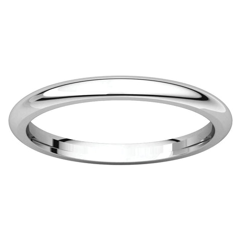 10k White Gold 2mm Comfort Fit Band, Size 5