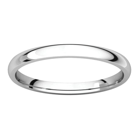 10k White Gold 2mm Light Comfort Fit Band, Size 7.5