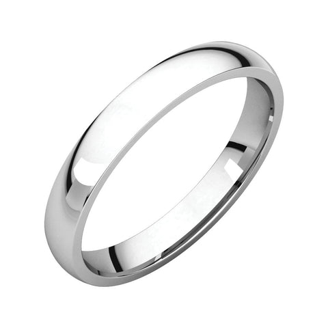 10k White Gold 3mm Light Comfort Fit Band, Size 5.5