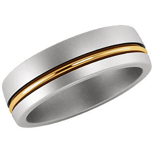 14K White & Yellow Gold 6mm Grooved Band Size 11