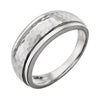 14K White Gold Hammered Ring With Beveled Edges (Size 7)