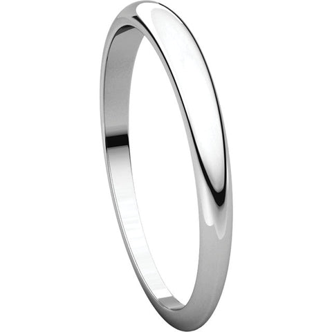 10k White Gold 2.5mm Half Round Tapered Band, Size 5.5