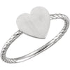 Continuum Sterling Silver Heart Engravable Rope Ring, Size 7