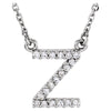 14K White Gold Letter "Z" 1/10 CTW Diamond 16-Inch Necklace