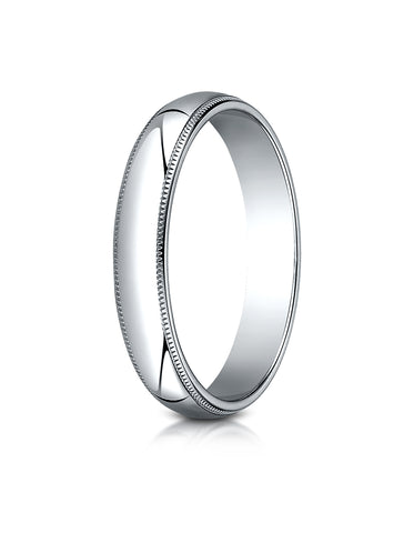 Benchmark 14K White Gold 4mm Slightly Domed Traditional Oval Wedding Band Ring with Milgrain