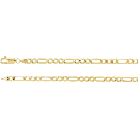 14k Yellow Gold 4mm Figaro 8" Chain