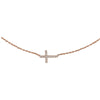 14k Rose Gold 1/5 CTW Diamond Sideways Cross 16-18" Necklace