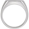 14k White Gold 12mm Men's Signet Ring with Brush Top Finish, Size 11