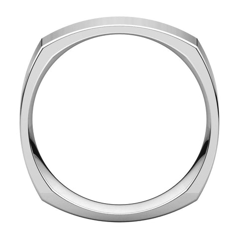 14k White Gold 6mm Square Comfort Fit Band, Size 10