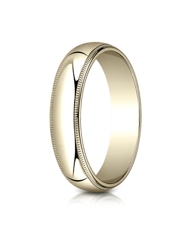 Benchmark 14K Yellow Gold 5mm Slightly Domed Traditional Oval Wedding Band Ring with Milgrain