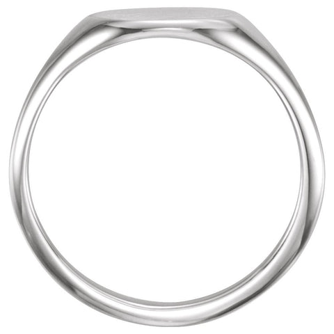 14k White Gold Oval Signet Ring, Size 7