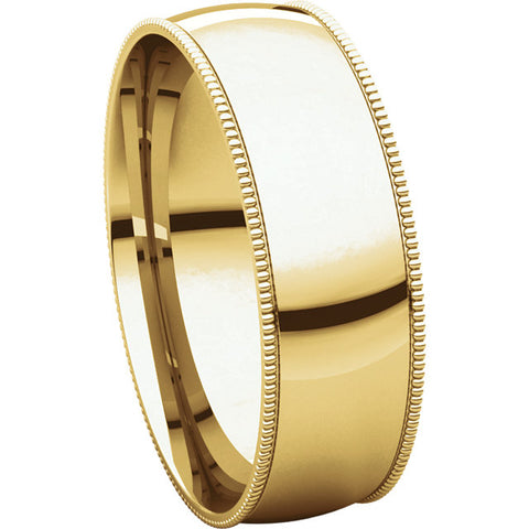 14k Yellow Gold 6mm Light Comfort Fit Milgrain Band , Size 9