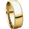 14k Yellow Gold 6mm Light Comfort Fit Milgrain Band , Size 9.5