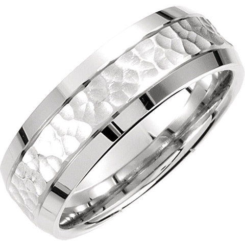 14k White Gold 7.5mm Fancy Carved Band Size 10.5