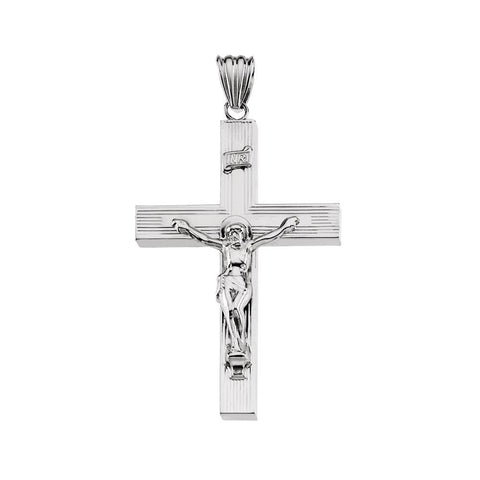 Sterling Silver 57.75x38.5mm Hollow Crucifix Pendant