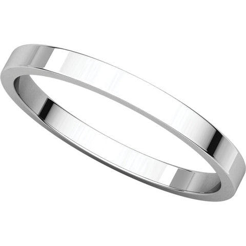 10k White Gold 2mm Flat Band, Size 5