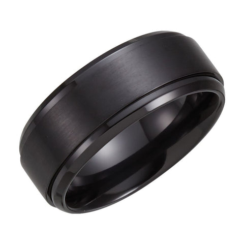 Black Titanium 9mm Ridged Band Size 11.5