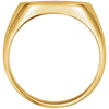 14k Yellow Gold 18x16mm Men's Signet Ring with Brush Finish, Size 10