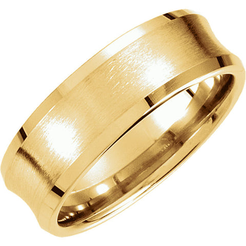 14k Yellow Gold 7.5mm Fancy Beveled Edge Carved Band Size 10.00