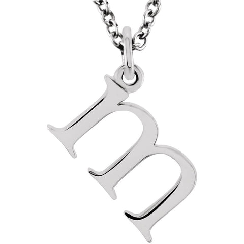 14k White Gold "m" Lowercase Initial 16" Necklace