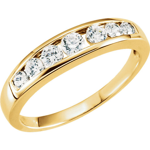 14k Yellow Gold 3/8 CTW Diamond 7 Stone Anniversary Band, Size 6