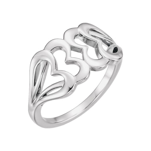 14k White Gold Heart Ring, Size 7