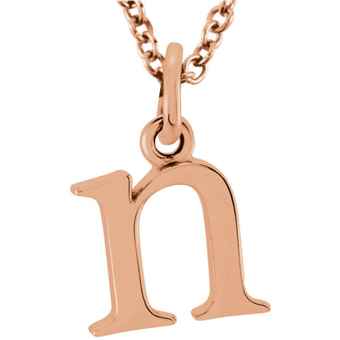 14k Rose Gold "n" Lowercase Initial 16" Necklace