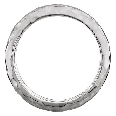 14k White Gold Hammered Ring Size 7