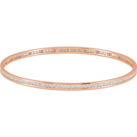 14k Rose Gold Diamond Stackable Bangle Bracelet