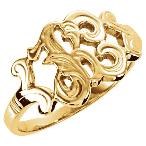 14k Yellow Gold Initial Rings, Size 6