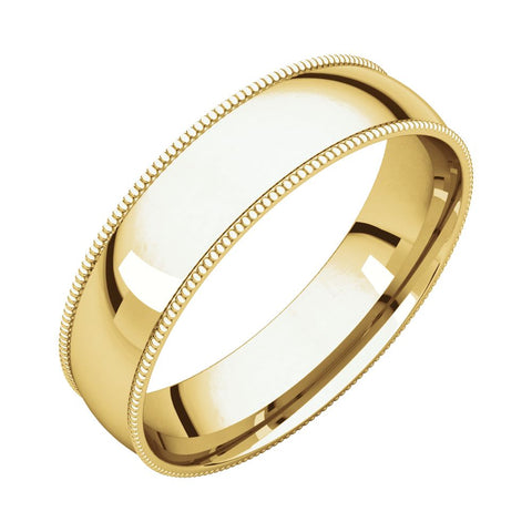 14k Yellow Gold 5mm Light Comfort Fit Milgrain Band , Size 9