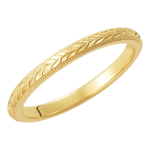 14k Yellow Gold 2mm Hand-Engraved Band Size 5