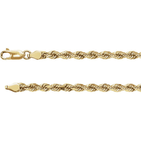 14k Yellow Gold 3.9mm Diamond Cut Rope 18" Chain