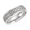 14K White Gold 6.75mm Hand-Woven Band Size 9.5