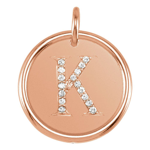 14k Rose Gold .08 CTW Diamond Initial "K" Pendant