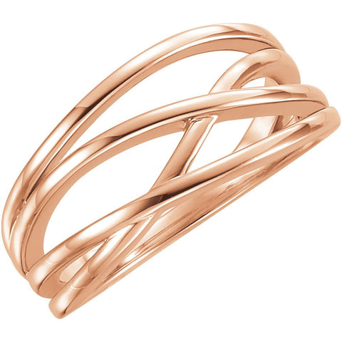 14k Rose Gold Criss-Cross Ring, Size 7