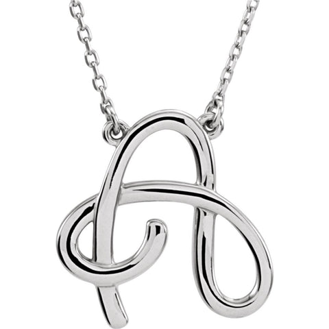 14k Rose Gold "L" Script Initial 16" Necklace