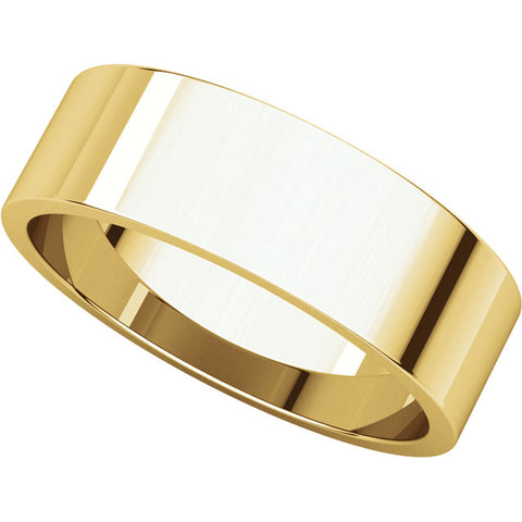 14k Yellow Gold 6mm Flat Band, Size 4