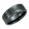 Black Titanium 8mm Beveled Band With Black Carbon Fiber Inlay (Size 9.5)