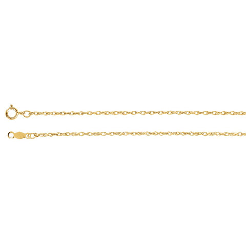 14k Yellow Gold 1.25mm Rope 7" Chain