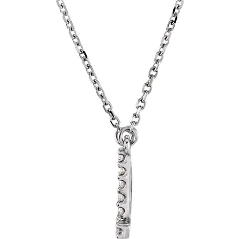 14k White Gold Letter "L" 1/10 CTW Diamond 16" Necklace