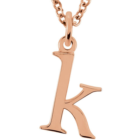 14k Rose Gold "k" Lowercase Initial 16" Necklace