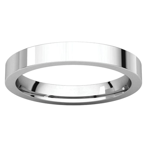 10k White Gold 3mm Flat Comfort Fit Band, Size 6