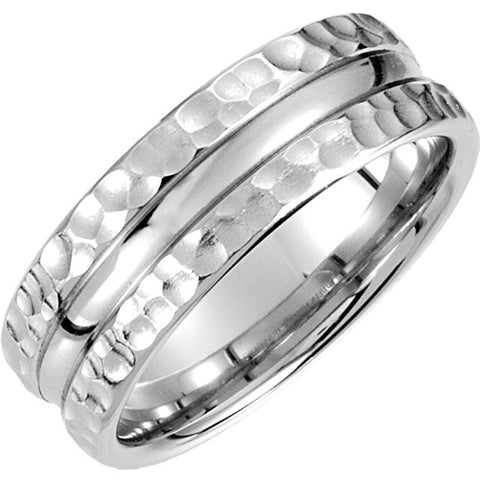 14k White Gold 7.5mm Fancy Carved Band Size 9