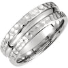 14k White Gold 7.5mm Fancy Carved Comfort-Fit Band, Size 9