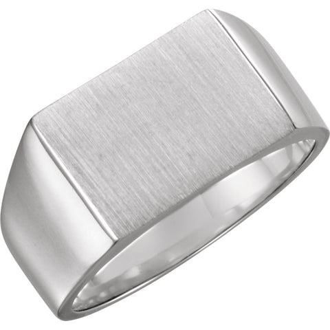 Sterling Silver 15x11mm Men's Signet Ring, Size 11