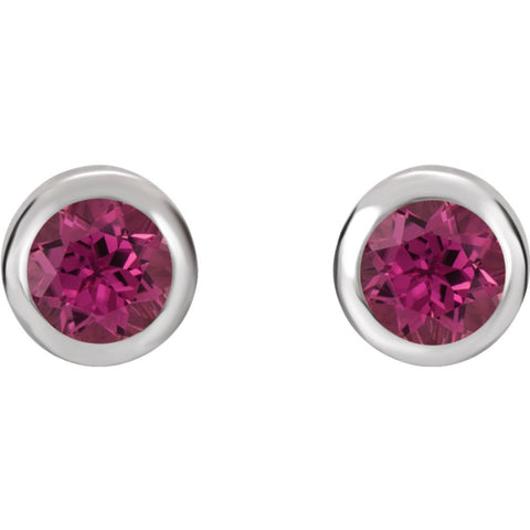 Sterling Silver Imitation Pink Tourmaline Earrings