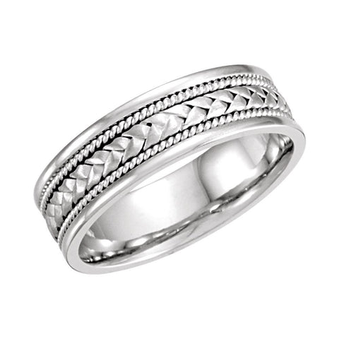 14k White Gold 6.75mm Handwoven Band Size 11.5
